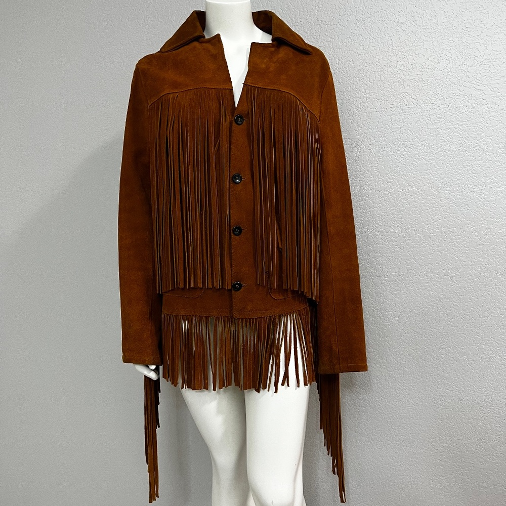 Vintage Leather Suede Fringe Jacket